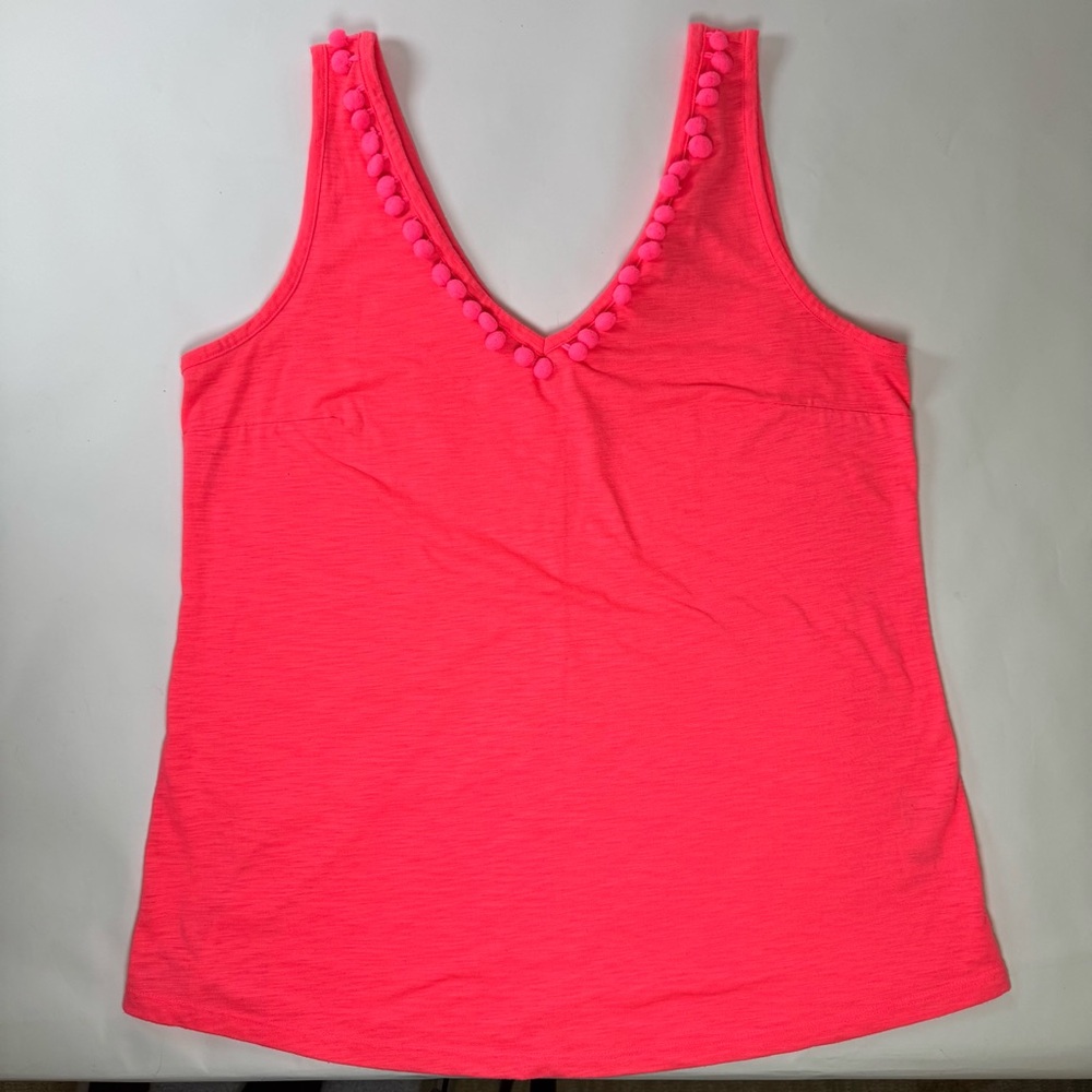 Lilly Pulitzer Neon Pink Sleeveless Pom Pom Tank - Medium